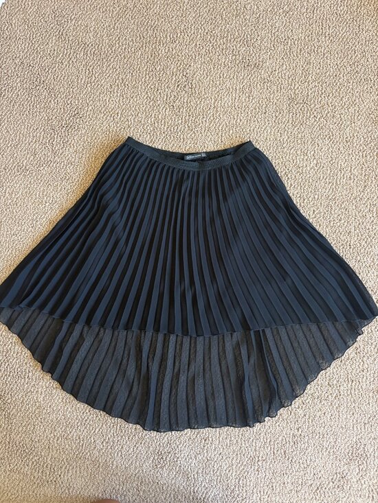 Zara Dresses & Skirts - ZARA Trafaluc Black Chiffon Pleated High‑Low Skirt – Small